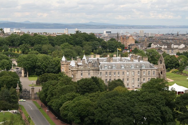 Holyrood Palace and Firth of Forth