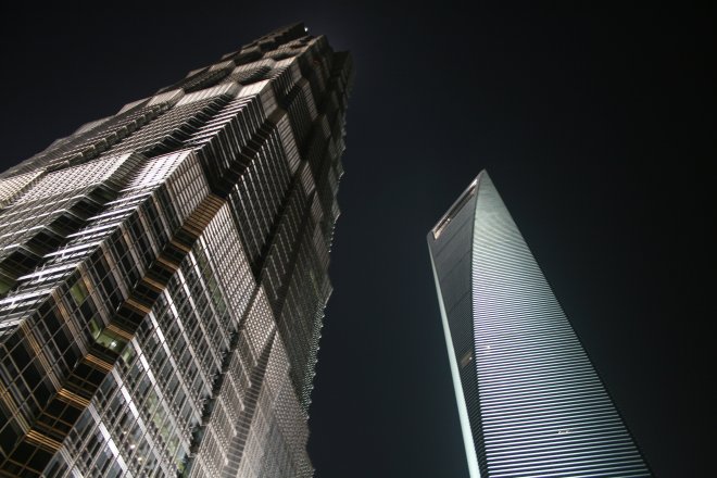Towers at night