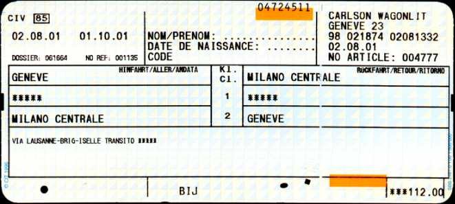 Cisalpino ticket - click for the Cisalpino web site